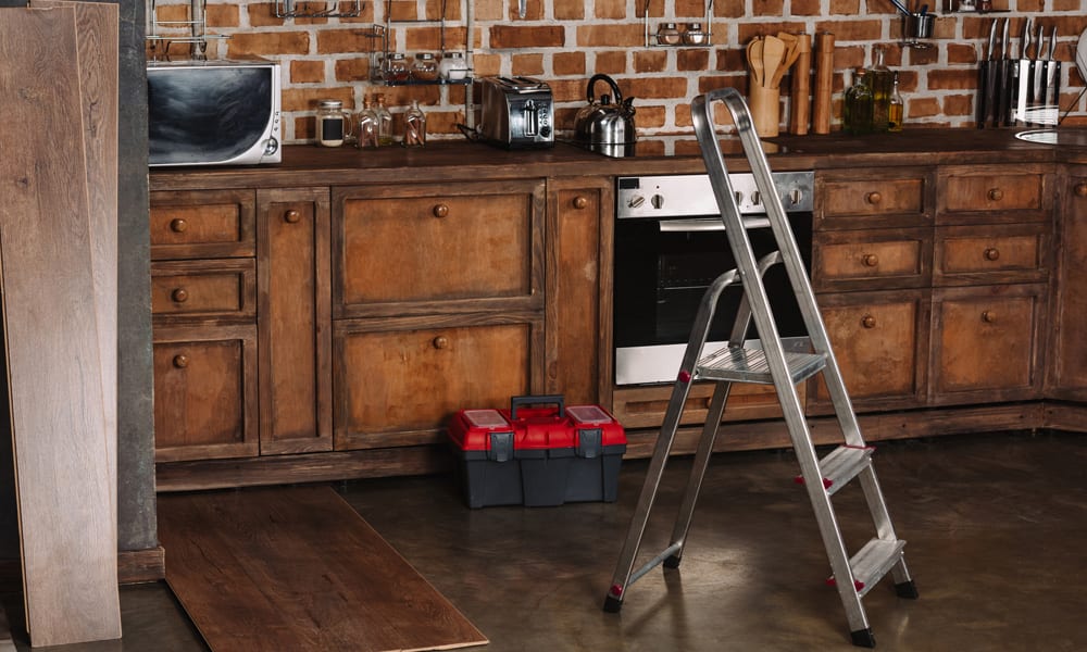 step ladders in a kitchen