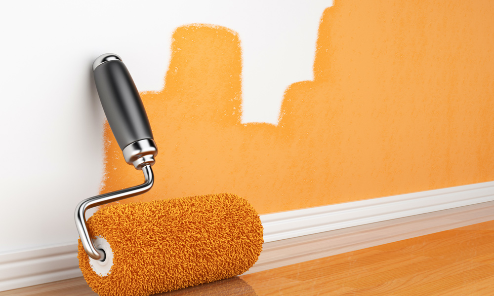 orange paint roller